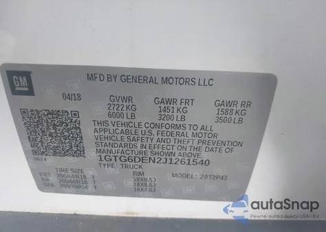 2018 GMC Canyon Slt из США, поврежденный, VIN 1GTG6DEN2J1261540